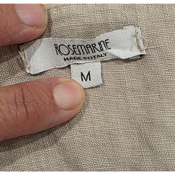 Rosemarne Linen Sheath Dress Medium Crocheted Hem Italian Beige Coastal Casual - Picture 9 of 9